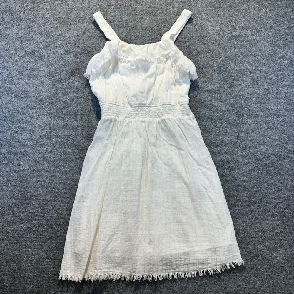 Altar'd State Dress Womens Large White Boho Cottagecore Fringed Smocked Waist
